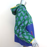 RHODE Hooded Windbreaker Jacket Green/Blue Floral Print Nylon Size Large