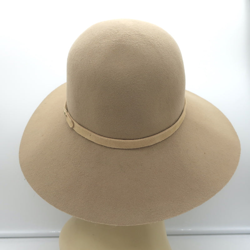 Rag &amp; Bone Wide Brim Hat Beige Wool Felt Size Medium
