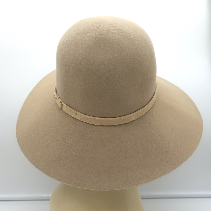Rag &amp; Bone Wide Brim Hat Beige Wool Felt Size Medium