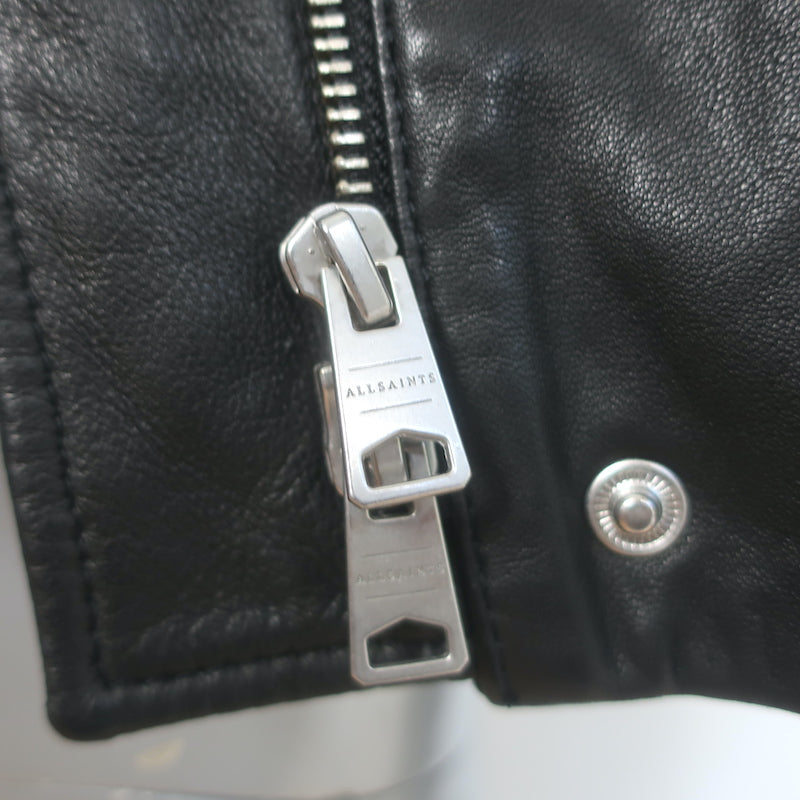 AllSaints Ryder Leather Funnel Neck Jacket Black Size Extra Small