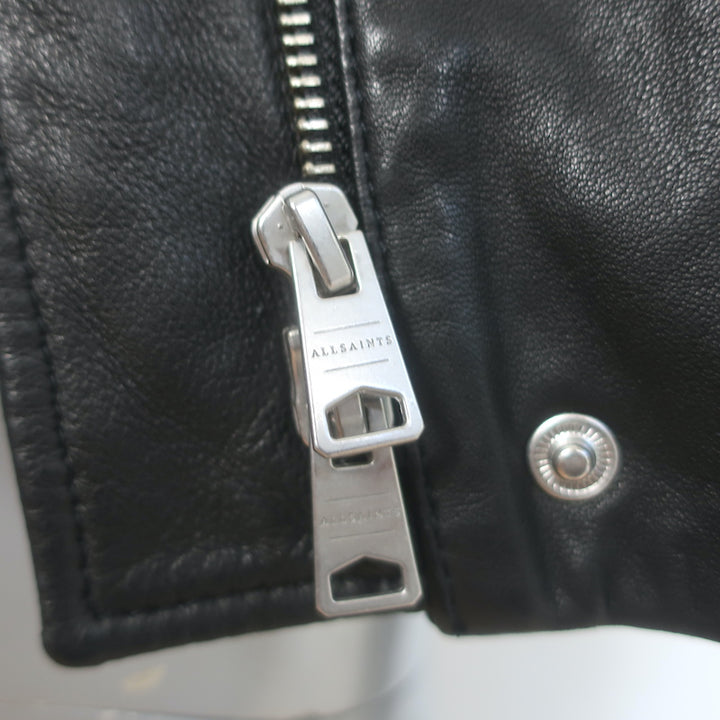AllSaints Ryder Leather Funnel Neck Jacket Black Size Extra Small