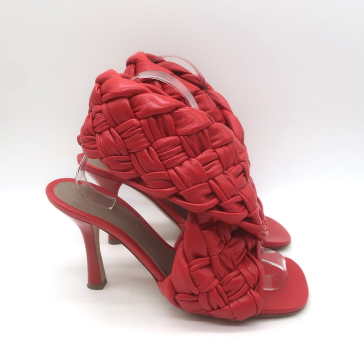 Bottega Veneta The Board Braided Crisscross Sandals Red Leather Size 37