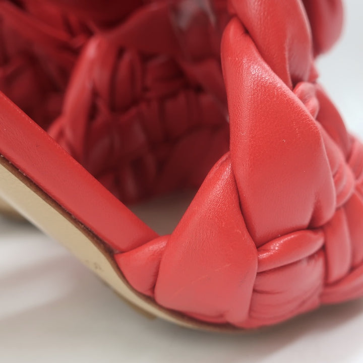 Bottega Veneta The Board Braided Crisscross Sandals Red Leather Size 37