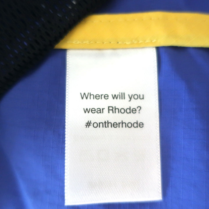 RHODE Hooded Windbreaker Jacket Green/Blue Floral Print Nylon Size Large