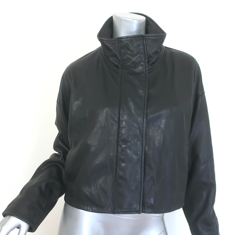 AllSaints Ryder Leather Funnel Neck Jacket Black Size Extra Small