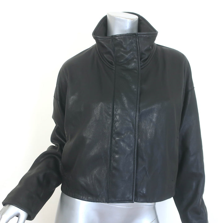 AllSaints Ryder Leather Funnel Neck Jacket Black Size Extra Small
