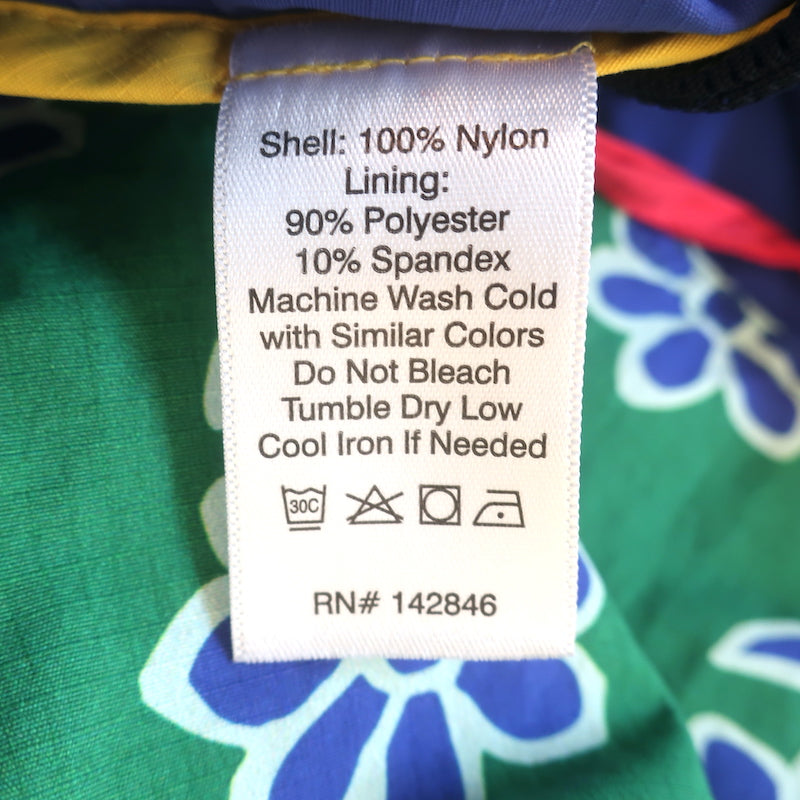 RHODE Hooded Windbreaker Jacket Green/Blue Floral Print Nylon Size Large