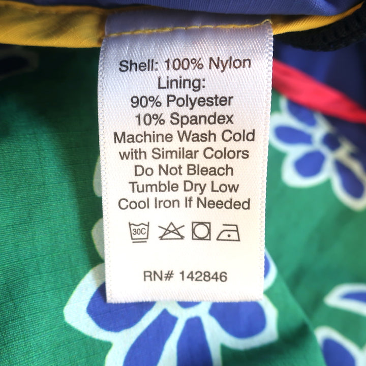 RHODE Hooded Windbreaker Jacket Green/Blue Floral Print Nylon Size Large