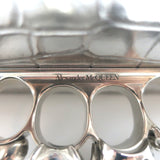 Alexander McQueen Jewelled Knuckle Shoulder Bag Silver Croc-Embossed Leather