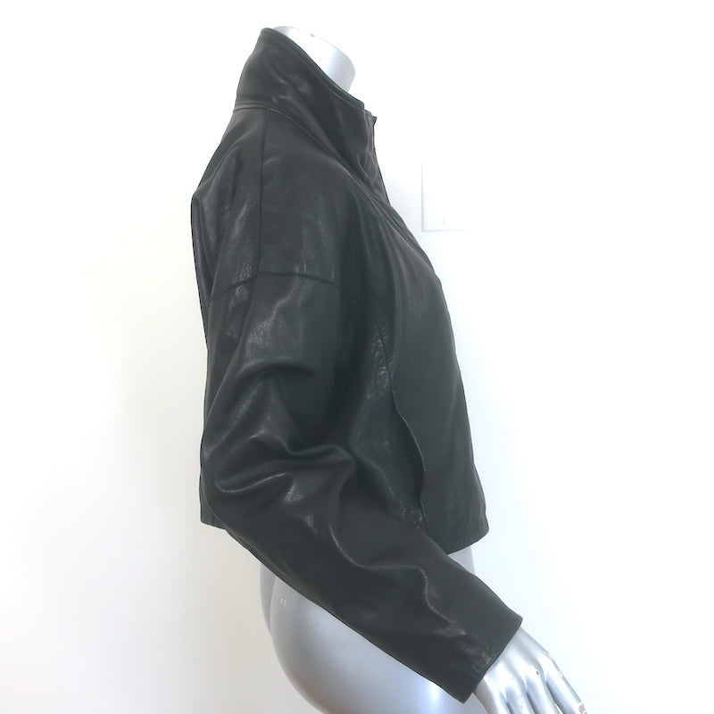 AllSaints Ryder Leather Funnel Neck Jacket Black Size Extra Small