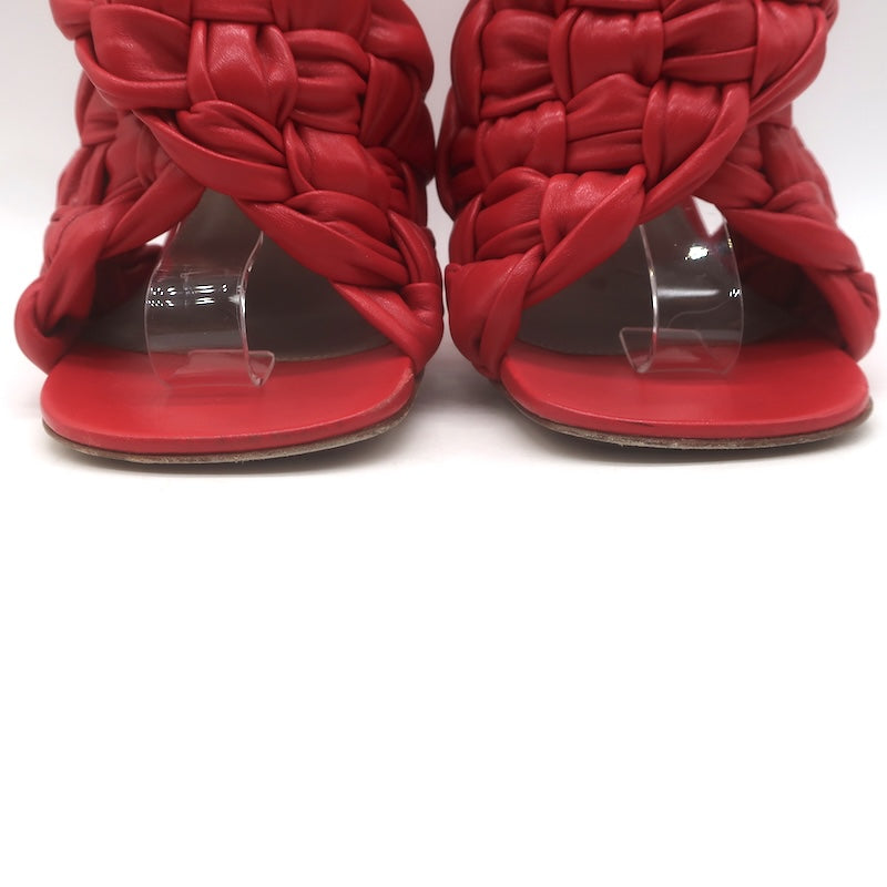 Bottega Veneta The Board Braided Crisscross Sandals Red Leather Size 37