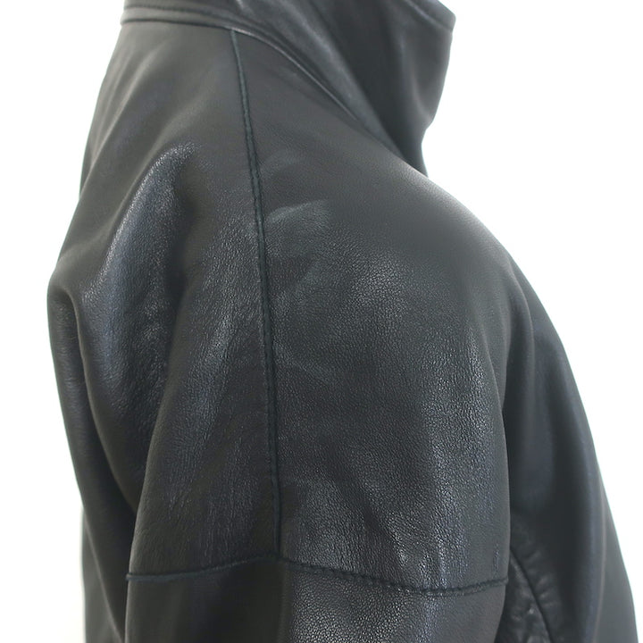 AllSaints Ryder Leather Funnel Neck Jacket Black Size Extra Small