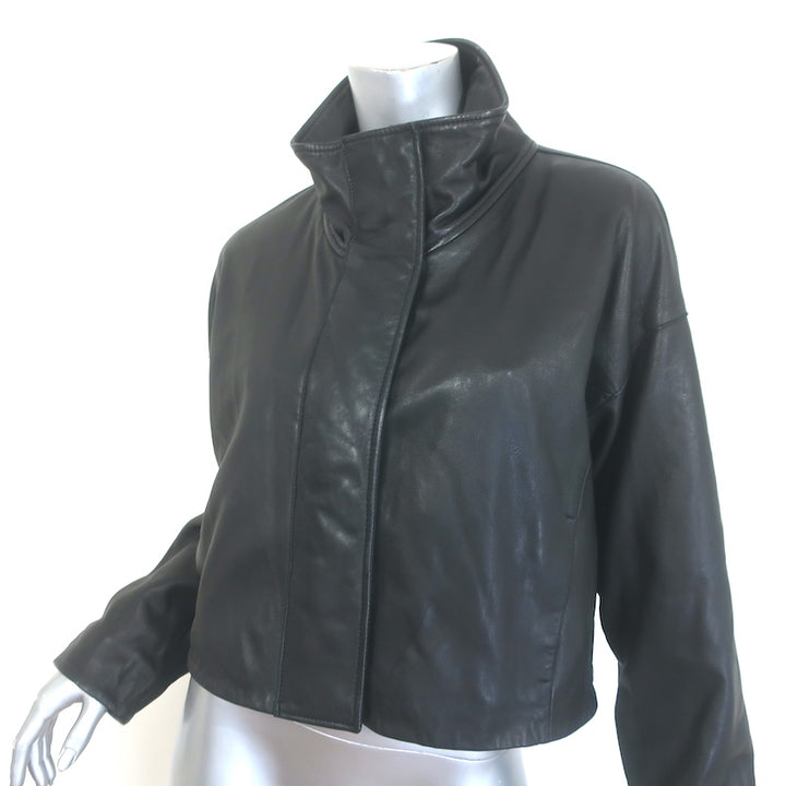 AllSaints Ryder Leather Funnel Neck Jacket Black Size Extra Small
