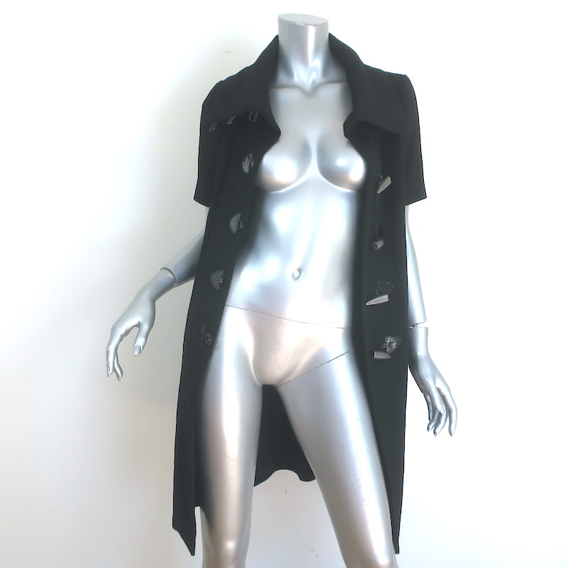 Jenni Kayne Short Sleeve Toggle Coat Black Brushed Wool Size 4