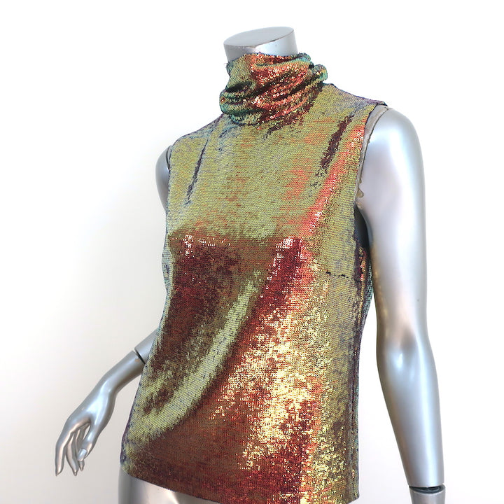 LAPOINTE Iridescent Sequin Draped Neck Tank Top Multicolor Size 4