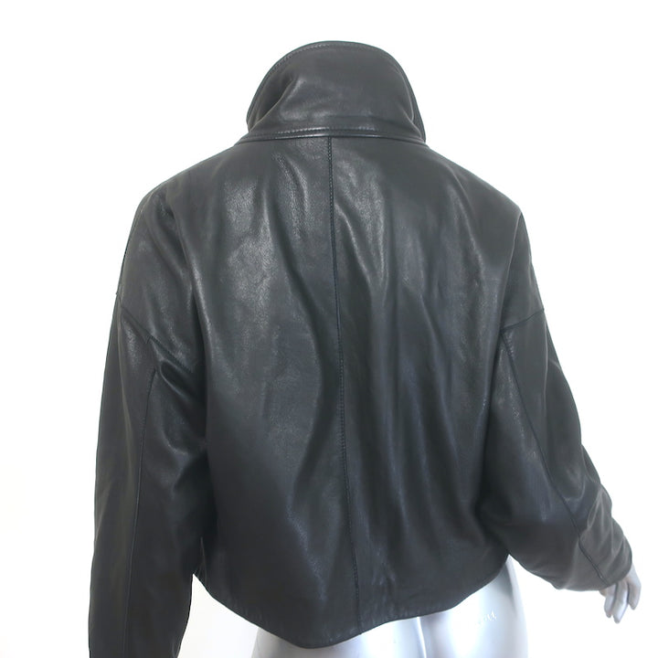 AllSaints Ryder Leather Funnel Neck Jacket Black Size Extra Small