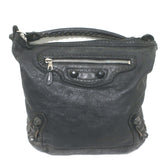 Balenciaga Giant Covered Brogues Day Hobo Black Leather Large Shoulder Bag