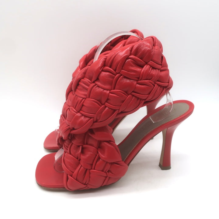 Bottega Veneta The Board Braided Crisscross Sandals Red Leather Size 37