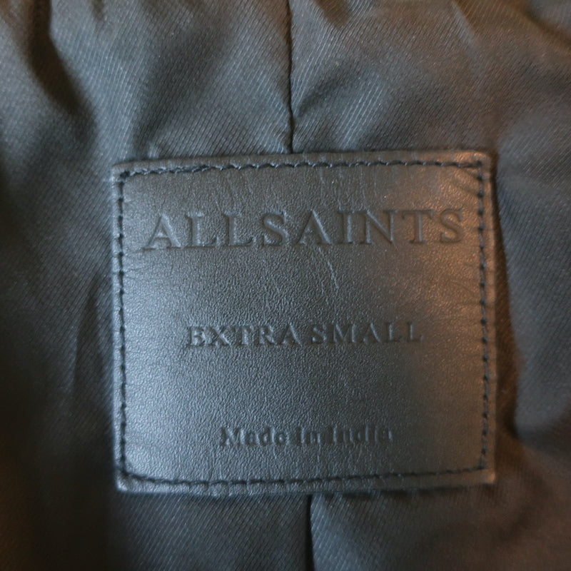 AllSaints Ryder Leather Funnel Neck Jacket Black Size Extra Small