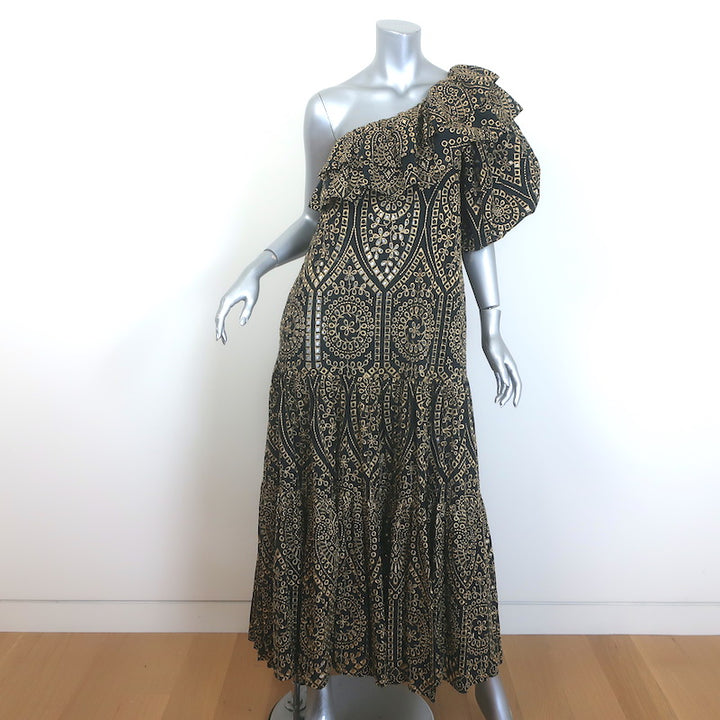 Lisa Marie Fernandez Arden One-Shoulder Broderie Anglaise Dress Black Size 2