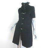 Jenni Kayne Short Sleeve Toggle Coat Black Brushed Wool Size 4