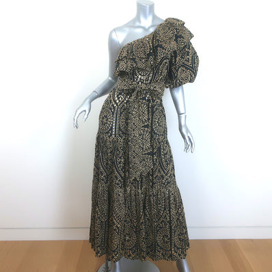 Lisa Marie Fernandez Arden One-Shoulder Broderie Anglaise Dress Black Size 2