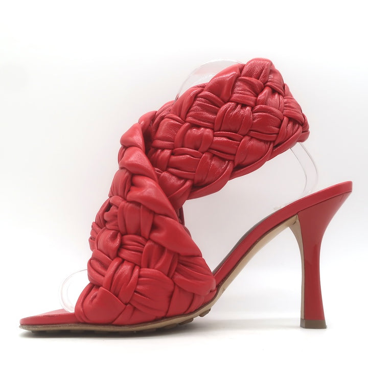 Bottega Veneta The Board Braided Crisscross Sandals Red Leather Size 37