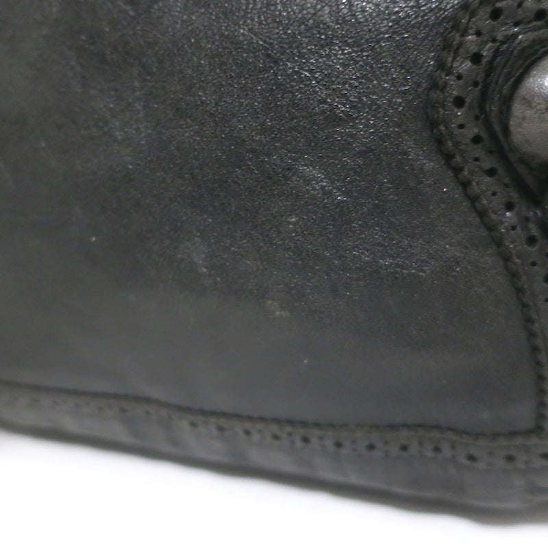 Balenciaga Giant Covered Brogues Day Hobo Black Leather Large Shoulder Bag