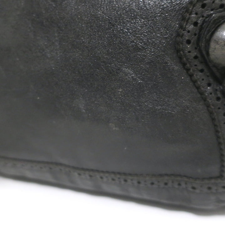 Balenciaga Giant Covered Brogues Day Hobo Black Leather Large Shoulder Bag