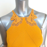 Self-Portrait Inserted Lace Knit Midi Dress Canary Yellow Size Small NEW