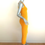 Self-Portrait Inserted Lace Knit Midi Dress Canary Yellow Size Small NEW