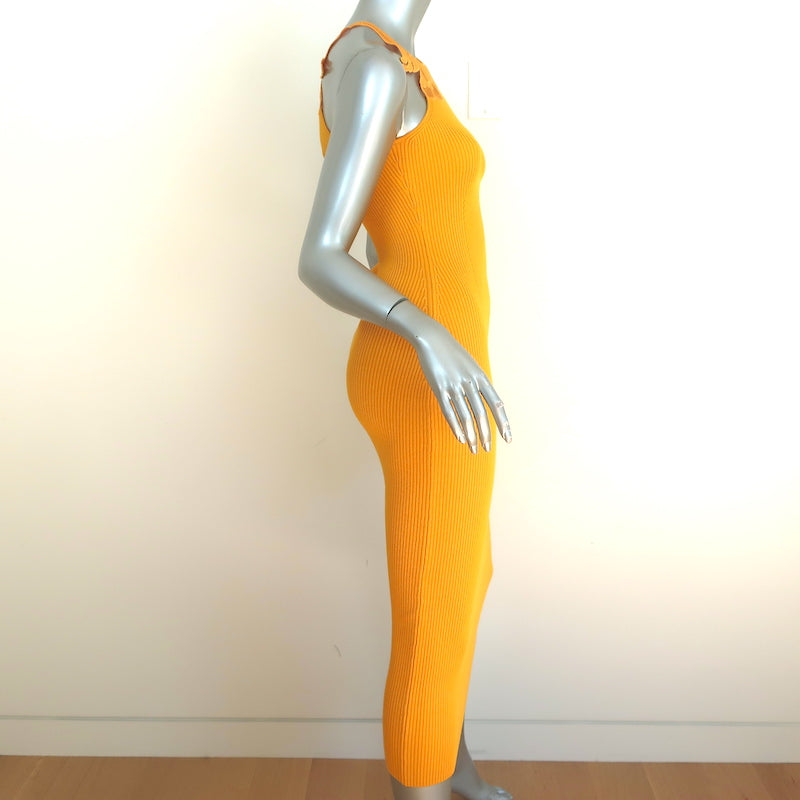 Self-Portrait Inserted Lace Knit Midi Dress Canary Yellow Size Small N Celebrity Owned Self-Portrait Inserted Lace Knit Midi Dress Canary Yellow Size Small N Celebrity Owned