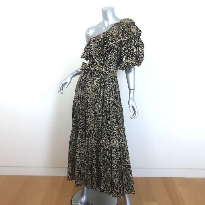 Lisa Marie Fernandez Arden One-Shoulder Broderie Anglaise Dress Black Size 2