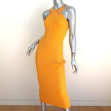 Self-Portrait Inserted Lace Knit Midi Dress Canary Yellow Size Small NEW