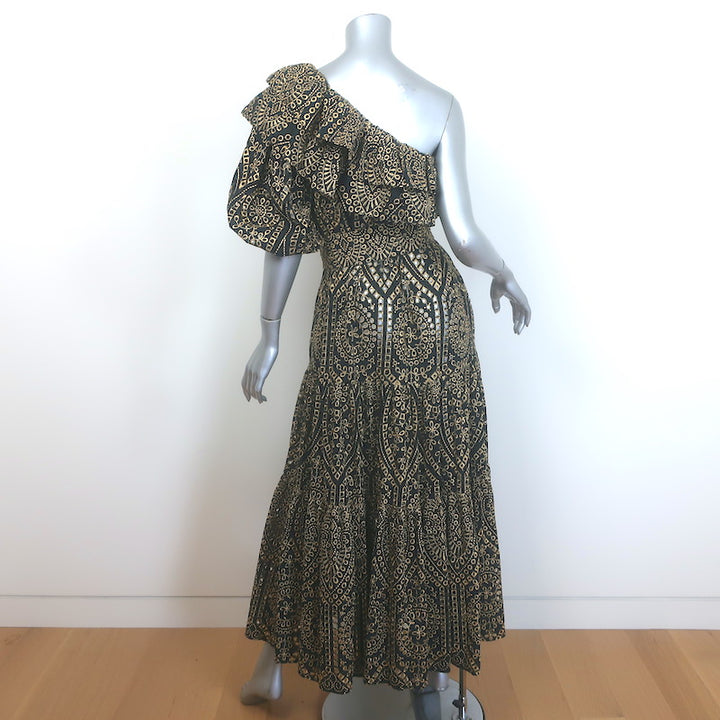 Lisa Marie Fernandez Arden One-Shoulder Broderie Anglaise Dress Black Size 2