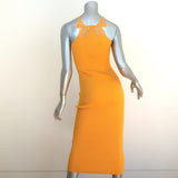 Self-Portrait Inserted Lace Knit Midi Dress Canary Yellow Size Small NEW