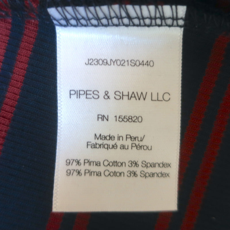 Veronica Beard Delano Striped Puff Sleeve Top Navy/Red Stretch Knit Size Small