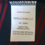 Veronica Beard Delano Striped Puff Sleeve Top Navy/Red Stretch Knit Size Small