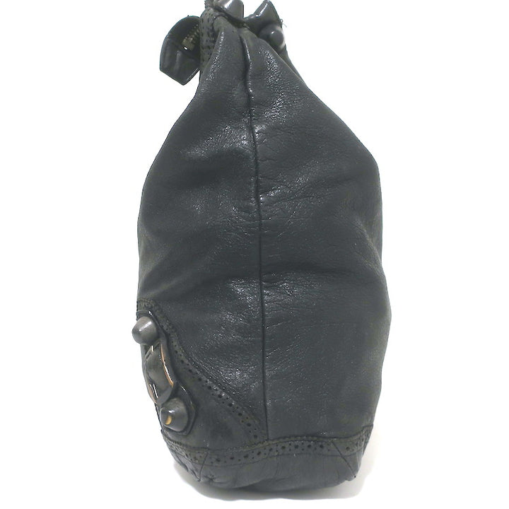 Balenciaga Giant Covered Brogues Day Hobo Black Leather Large Shoulder Bag