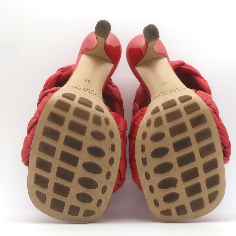 Bottega Veneta The Board Braided Crisscross Sandals Red Leather Size 37