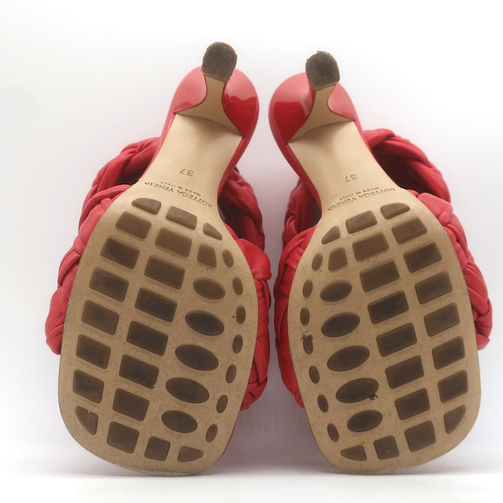 Bottega Veneta The Board Braided Crisscross Sandals Red Leather Size 37