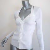 Diane von Furstenberg Monaco Cutout Sweater White Ribbed Knit Size Small NEW