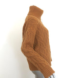 Nili Lotan Gigi Cable Knit Cashmere Turtleneck Sweater Ochre Size Extra Small