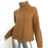 Nili Lotan Gigi Cable Knit Cashmere Turtleneck Sweater Ochre Size Extra Small
