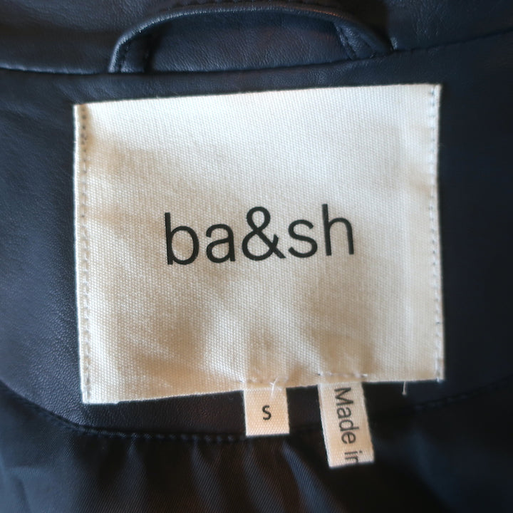 ba&amp;sh Milos Leather Jacket Navy Size Small NEW