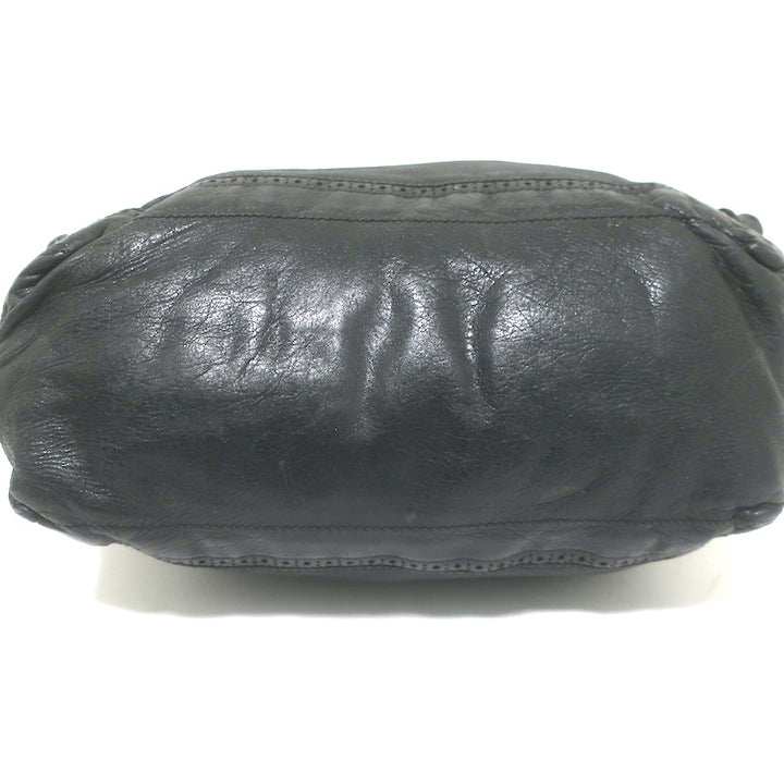 Balenciaga Giant Covered Brogues Day Hobo Black Leather Large Shoulder Bag
