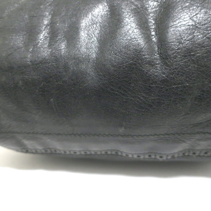 Balenciaga Giant Covered Brogues Day Hobo Black Leather Large Shoulder Bag