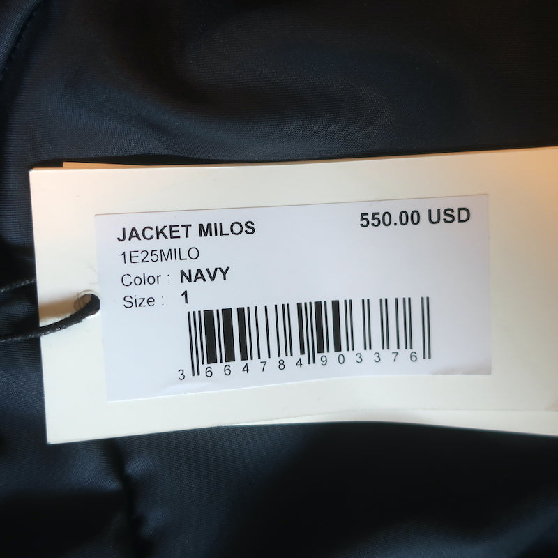 ba&amp;sh Milos Leather Jacket Navy Size Small NEW