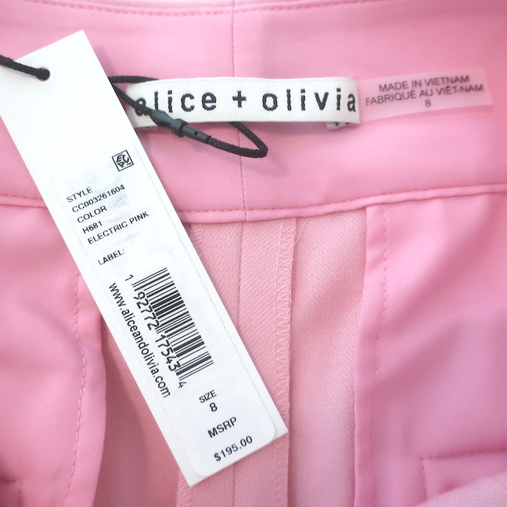 Alice + Olivia Dylan Pintucked Shorts Electric Pink Stretch Suiting Size 8 NEW