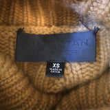Nili Lotan Gigi Cable Knit Cashmere Turtleneck Sweater Ochre Size Extra Small